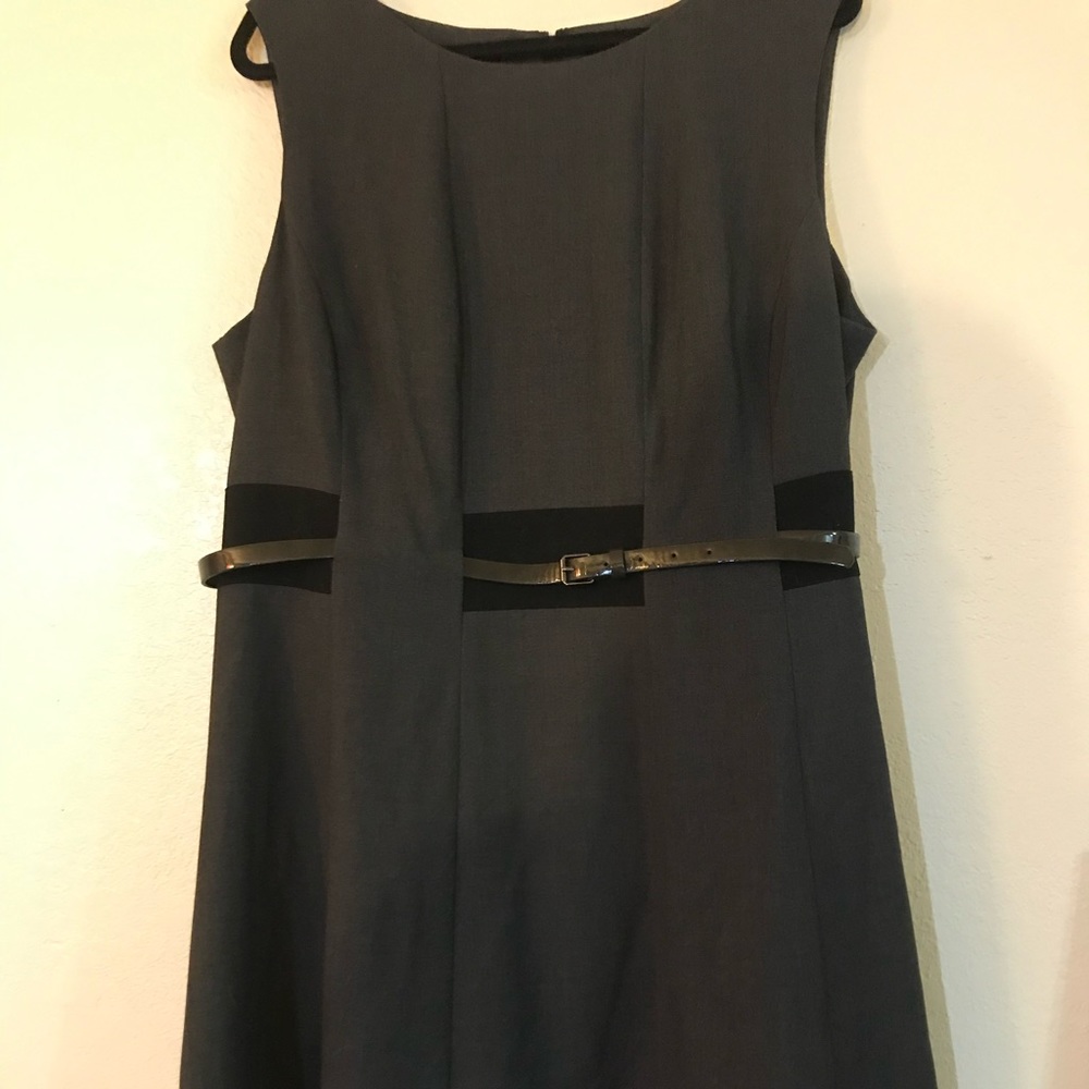 Calvin Klein Grey, White and Black Flare Dress